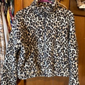 Leopard Sherpa zip up